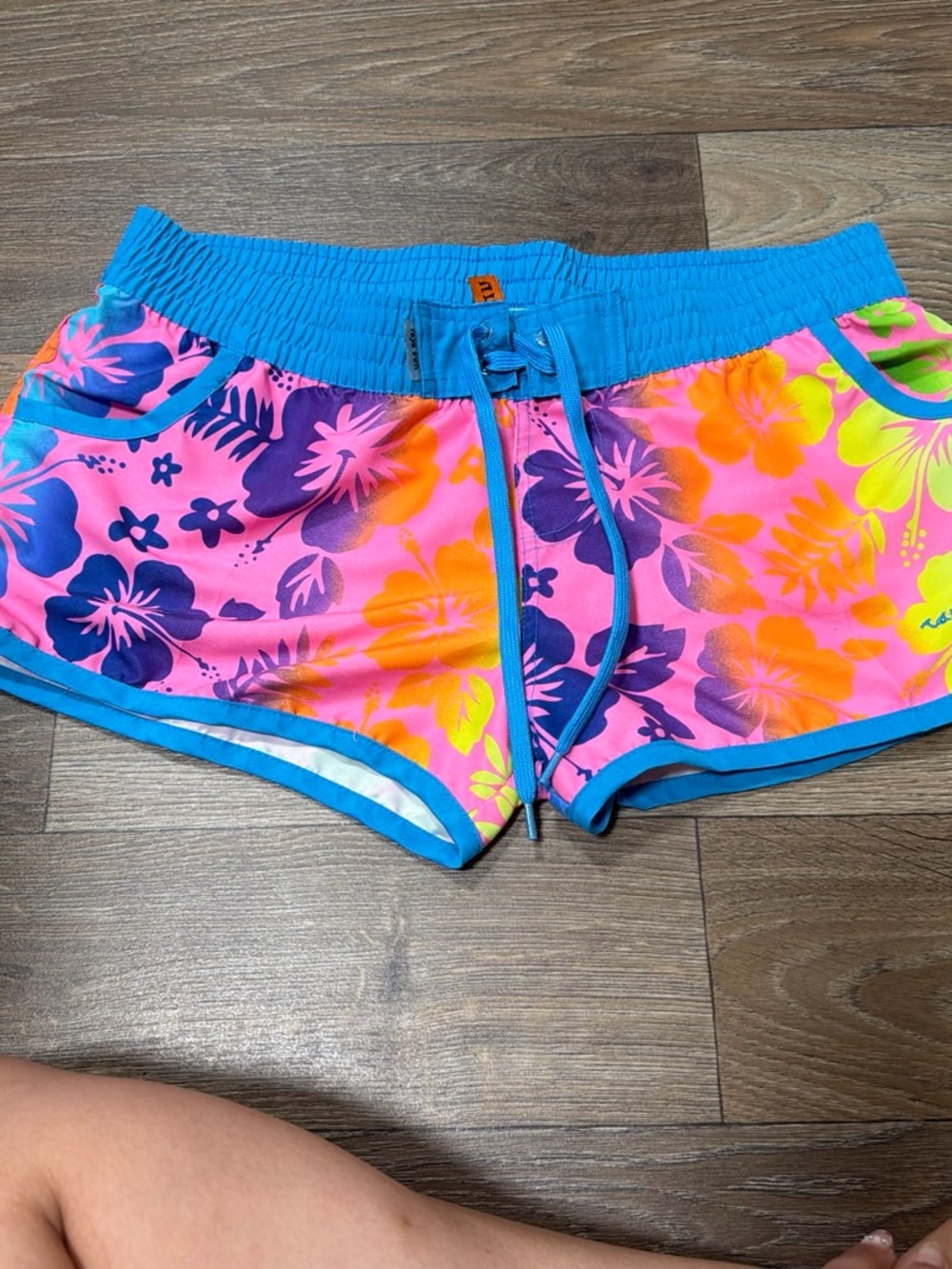 raya sun Aqua & Neon Floral Swim Shorts